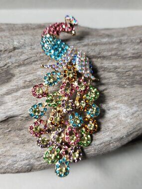 New Multi Color Rhinestone Peacock Brooch  Bale for Pendant Bird